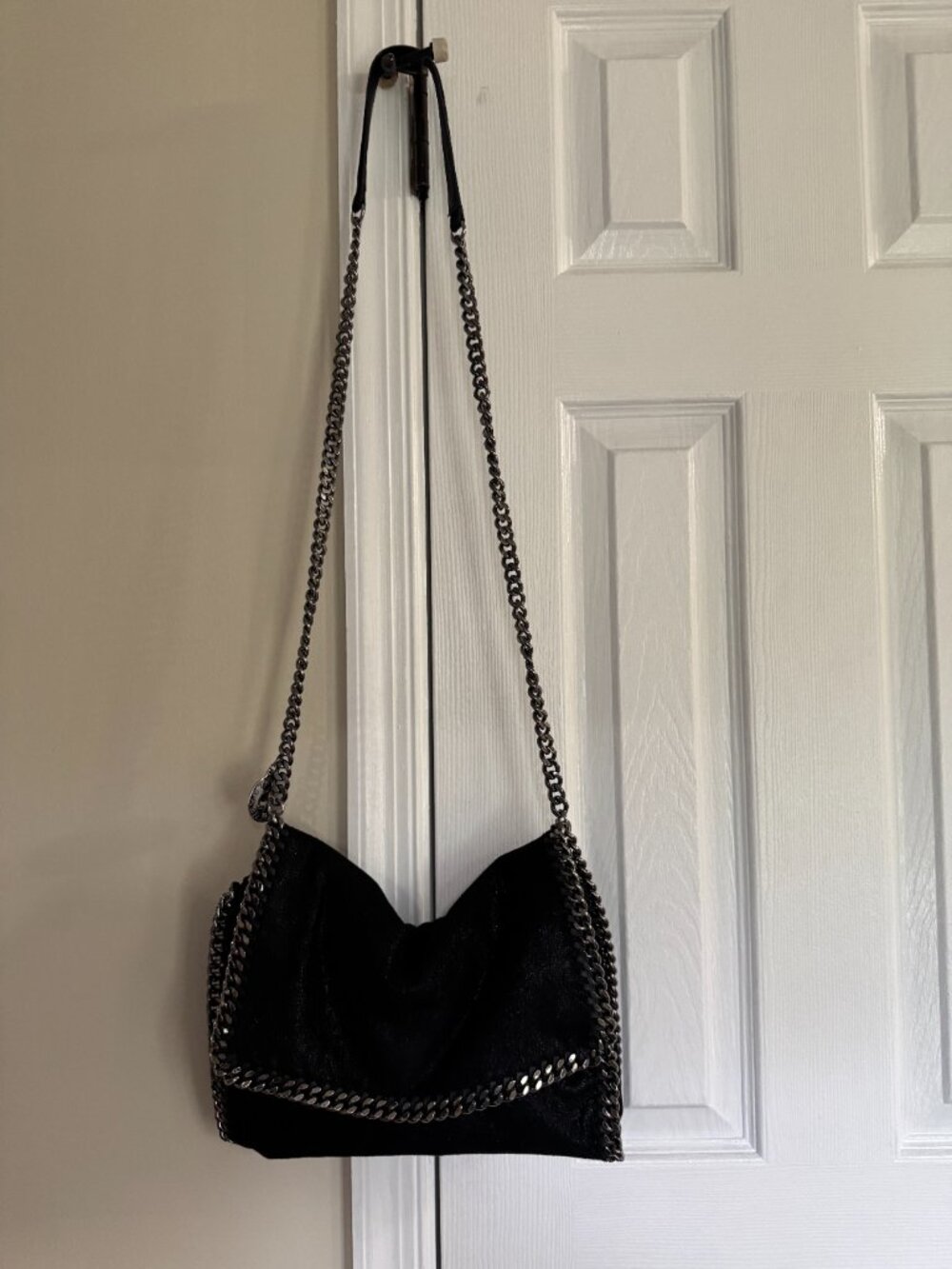 Stella McCartney Falabella Black Small Chain Crossbody Silver Hardware Flap
